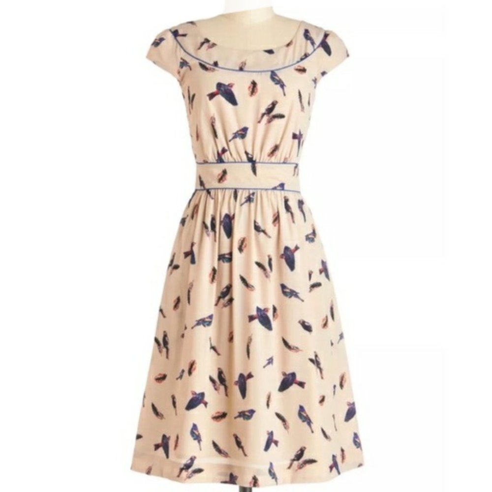 Emilyandfin (Modcloth) Bird/ Feather Pattern Dress